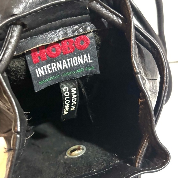 HOBO Black Leather Backpack with Gold Buckle